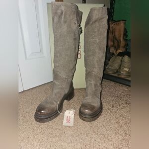 A.S.98 Women's Taupe Leather Over the Knee Boots